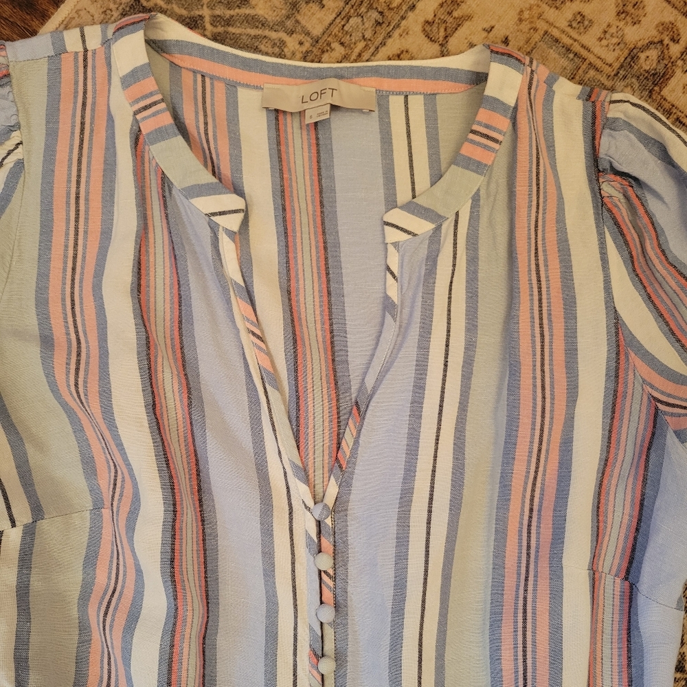 Loft Striped Multicolor Midi Dress - Picture 2 of 3